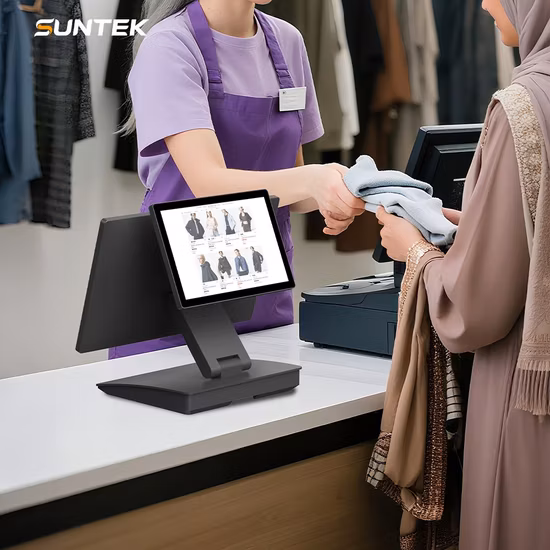 15.6인치 듀얼 스크린 터치 POS 시스템 POS 올인원 기계 15.6인치 올인원 스마트 POS POS 기계 터치스크린